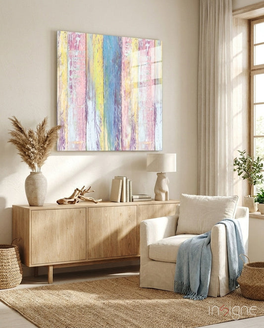 Wooden patterned glass wall art