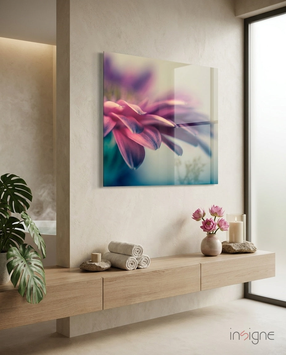 Pink gerbera daisy glass wall art
