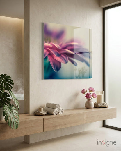 Pink gerbera daisy glass wall art