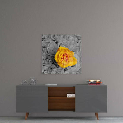 Yellow Rose Glass Wall Art