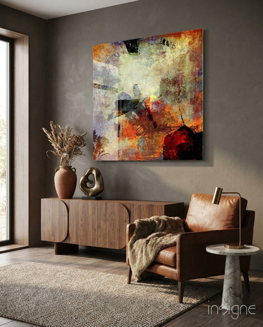 Abstract glass wall art bold design