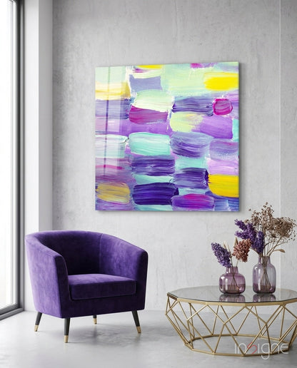 Abstract glass wall art focal point