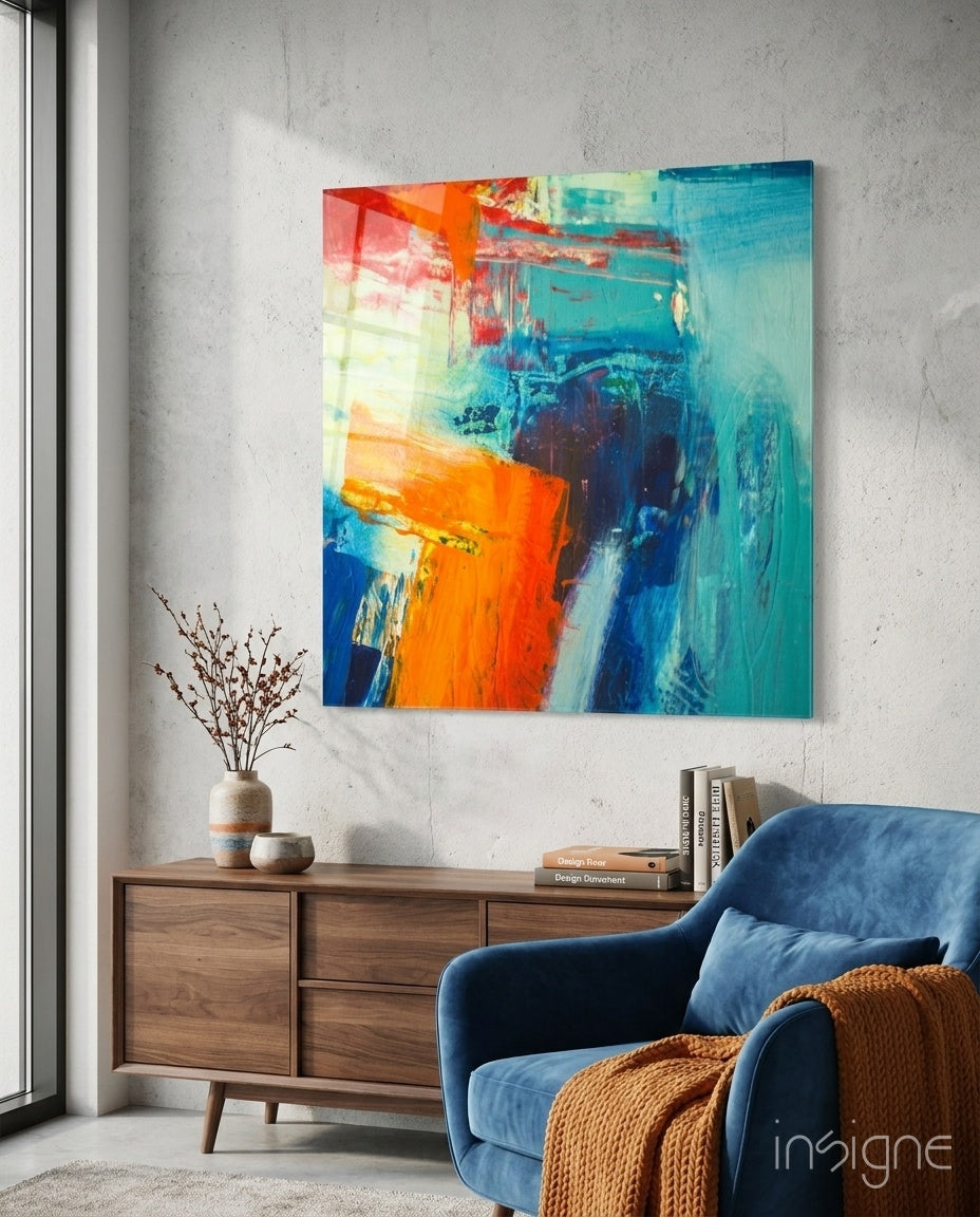 Abstract glass wall art piece