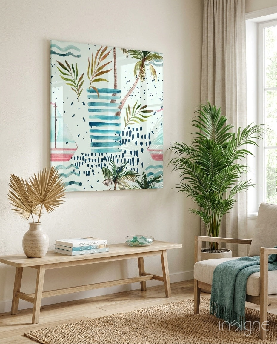 Abstract glass wall art modern edge