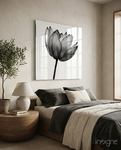 Translucent gray tulip glass wall art