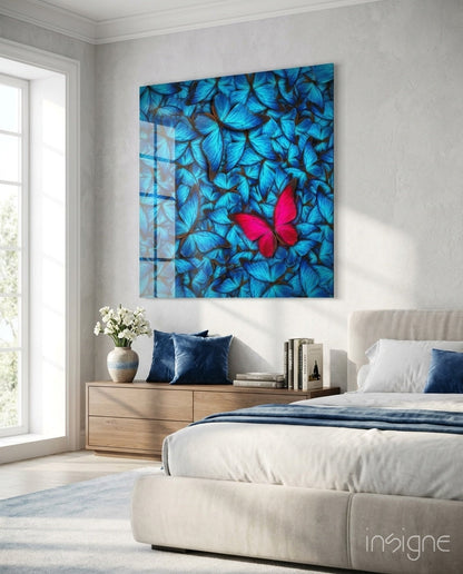 Butterfly glass wall art vivid tempered glass print