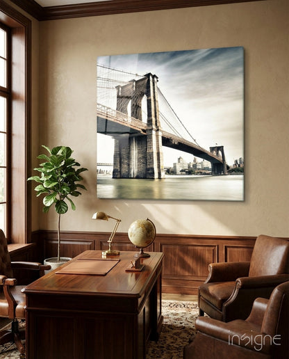 Brooklyn Bridge skyline tempered glass wall art