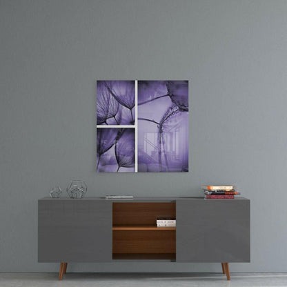 Purple Dandelion Glass Wall Art