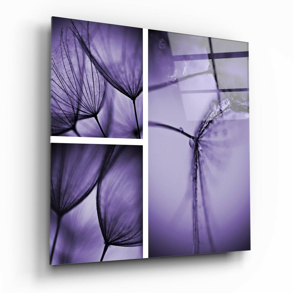 Purple Dandelion Glass Wall Art