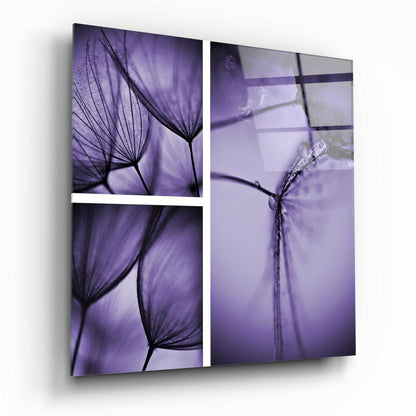 Purple Dandelion Glass Wall Art