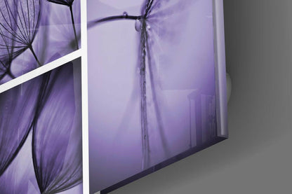 Purple Dandelion Glass Wall Art