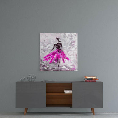 Woman Pink Glass Wall Art