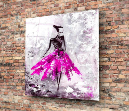 Woman Pink Glass Wall Art