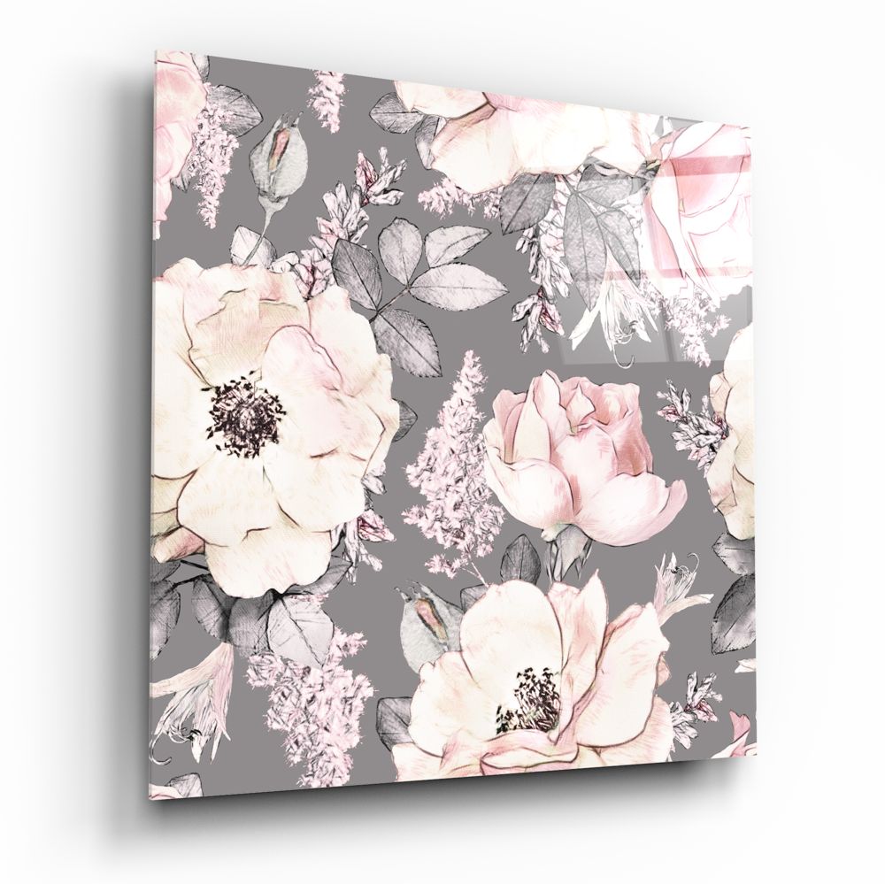 Blush Roses Glass Wall Art