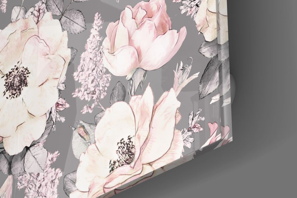 Blush Roses Glass Wall Art