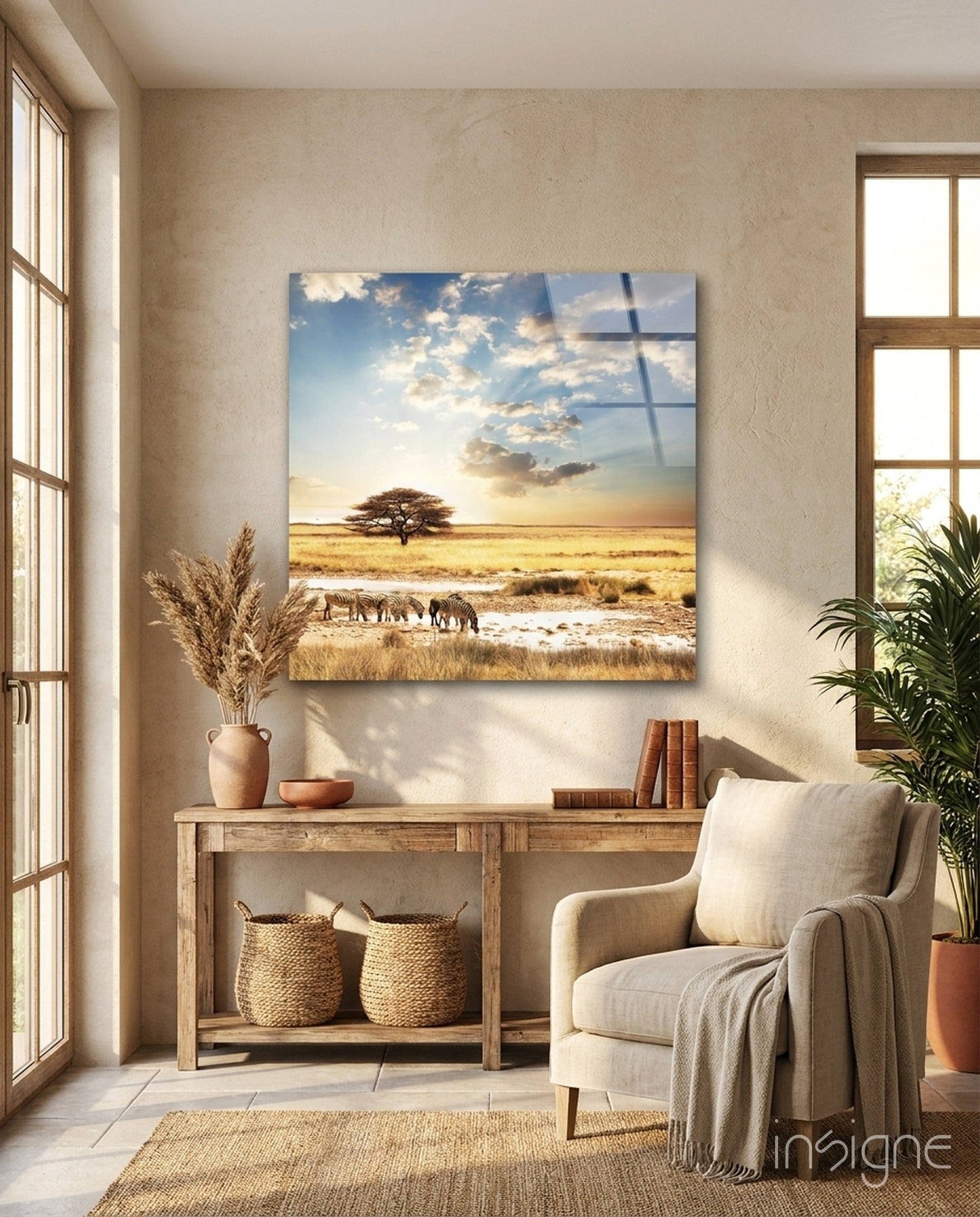 Africa Wide Meadow glass wall art