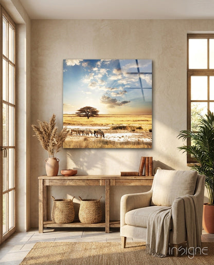Africa Wide Meadow glass wall art