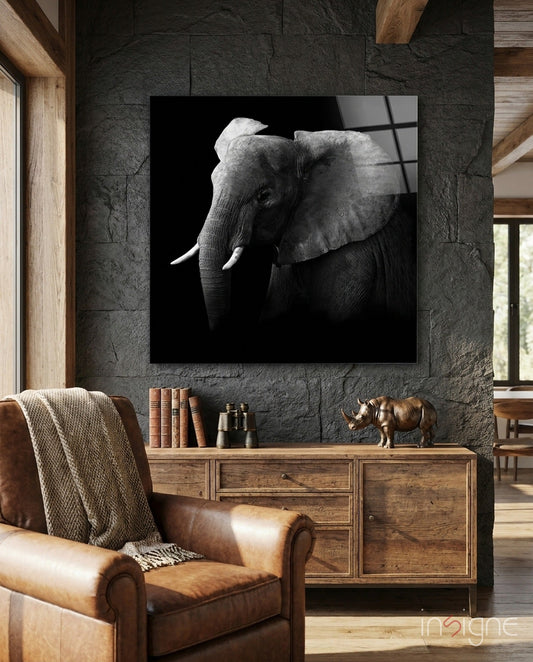 Elephant wildlife square glass wall art tempered glass vivid safari portrait