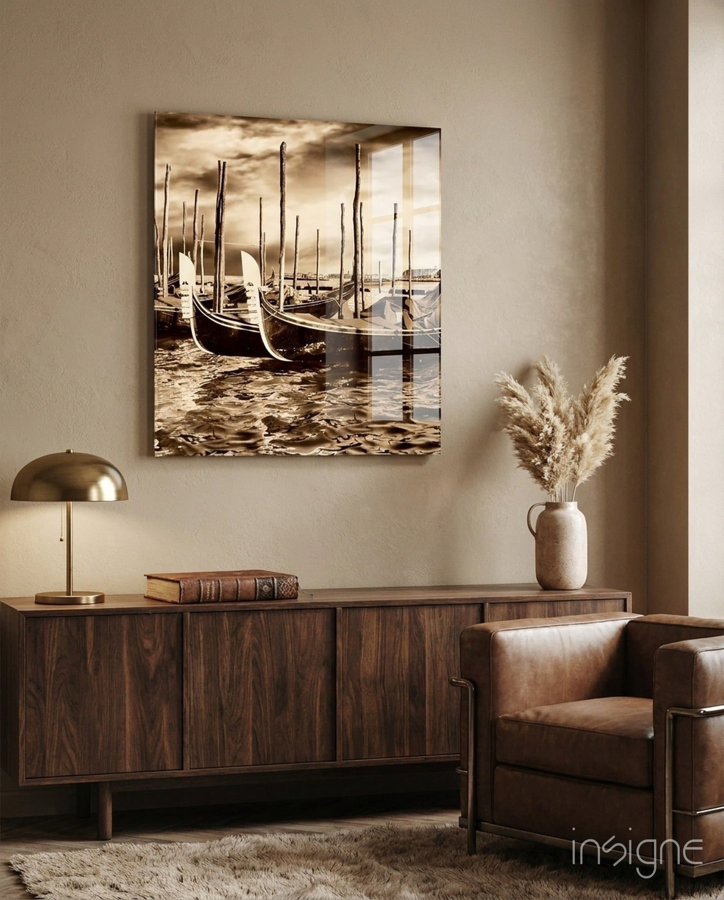 Venice tempered glass wall art displayed on a wall