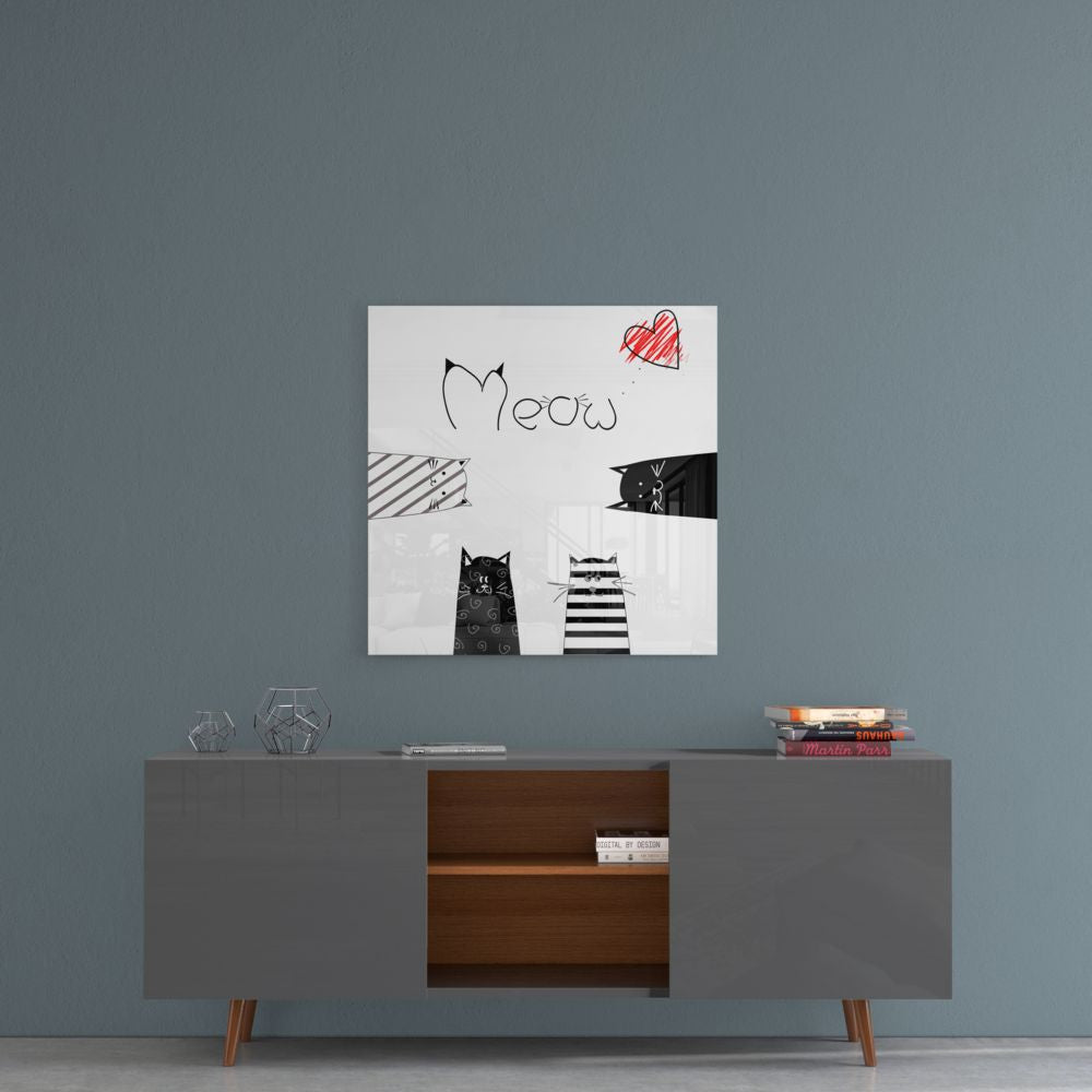 Peeking Cats Glass Wall Art