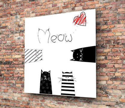 Peeking Cats Glass Wall Art