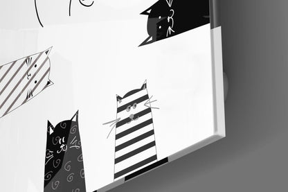 Peeking Cats Glass Wall Art