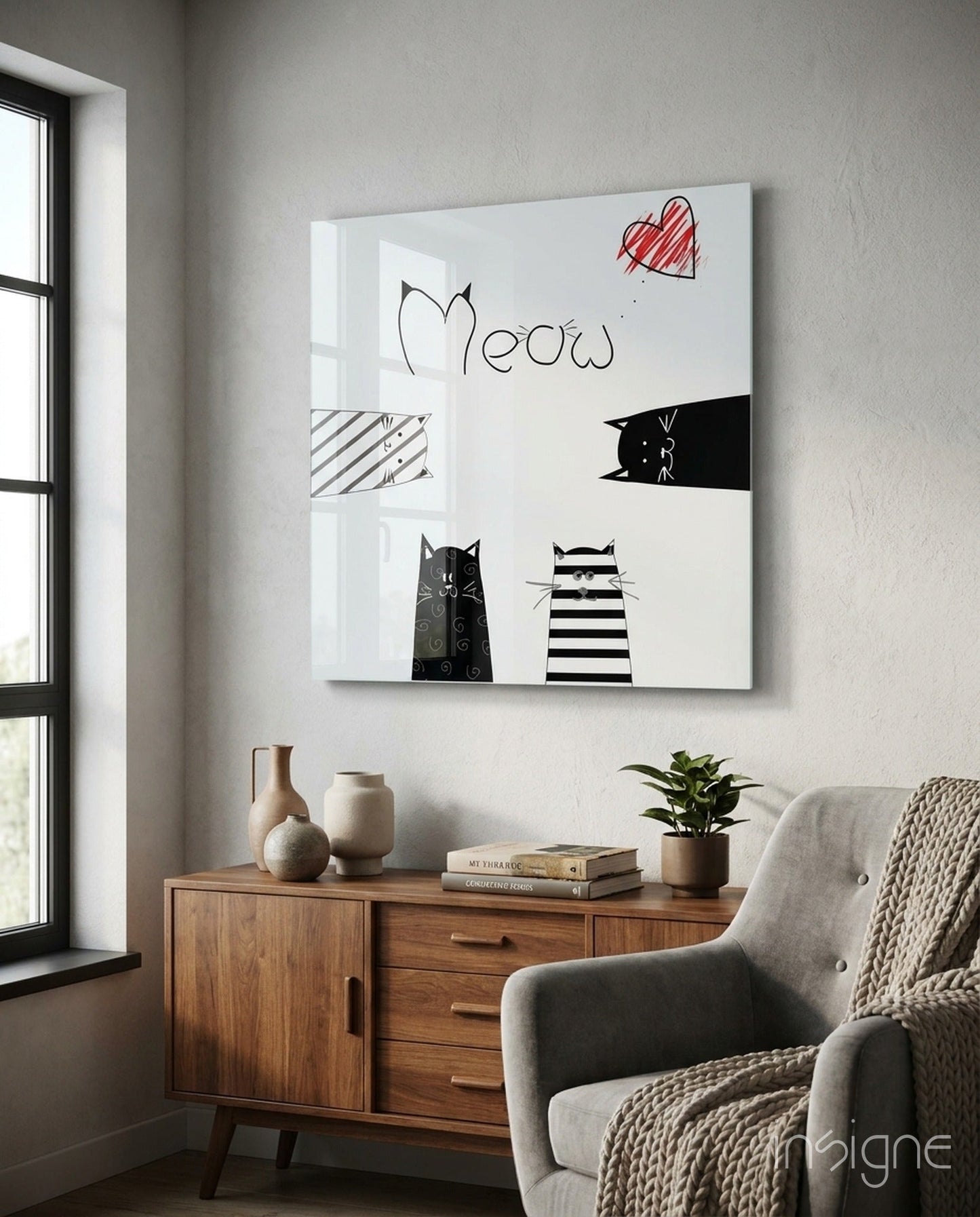Peeking Cats Glass Wall Art