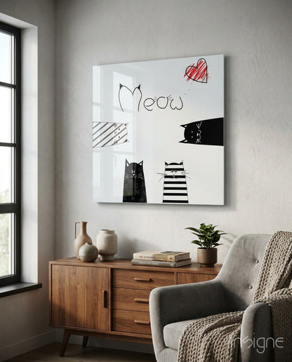 Peeking Cats Glass Wall Art