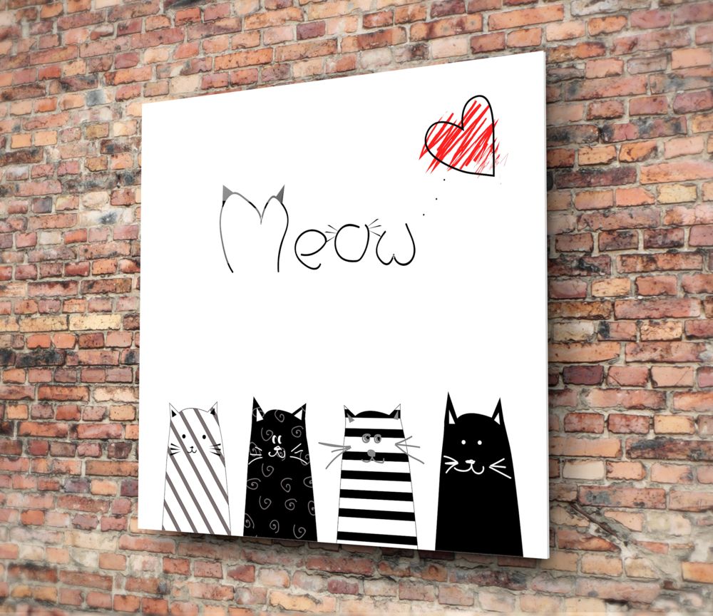 Meow Cat Glass Wall Art Print