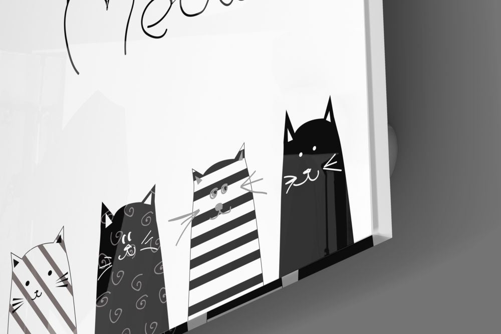 Meow Cat Glass Wall Art Print