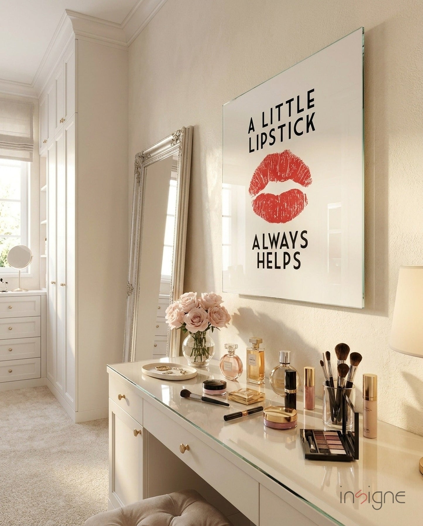 Lipstick glass wall art