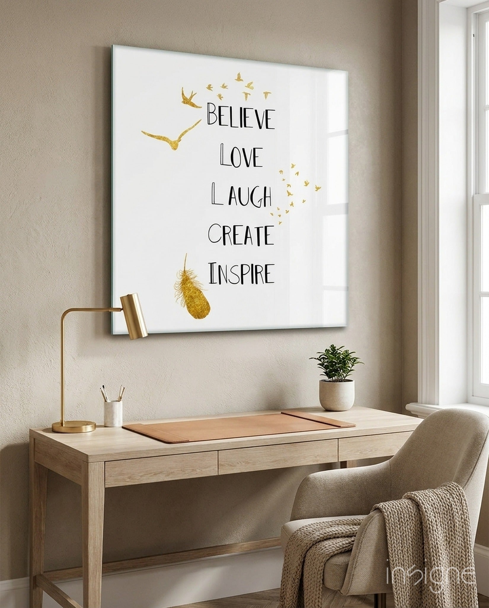 To Believe glass wall art inspirational design