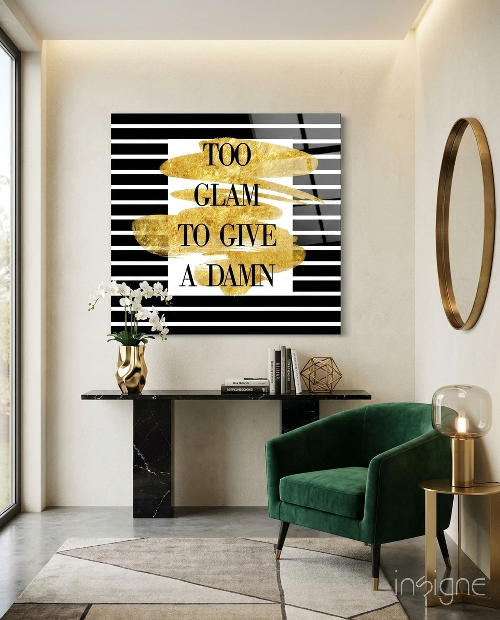 Sparkle glass wall art with glossy bright finish