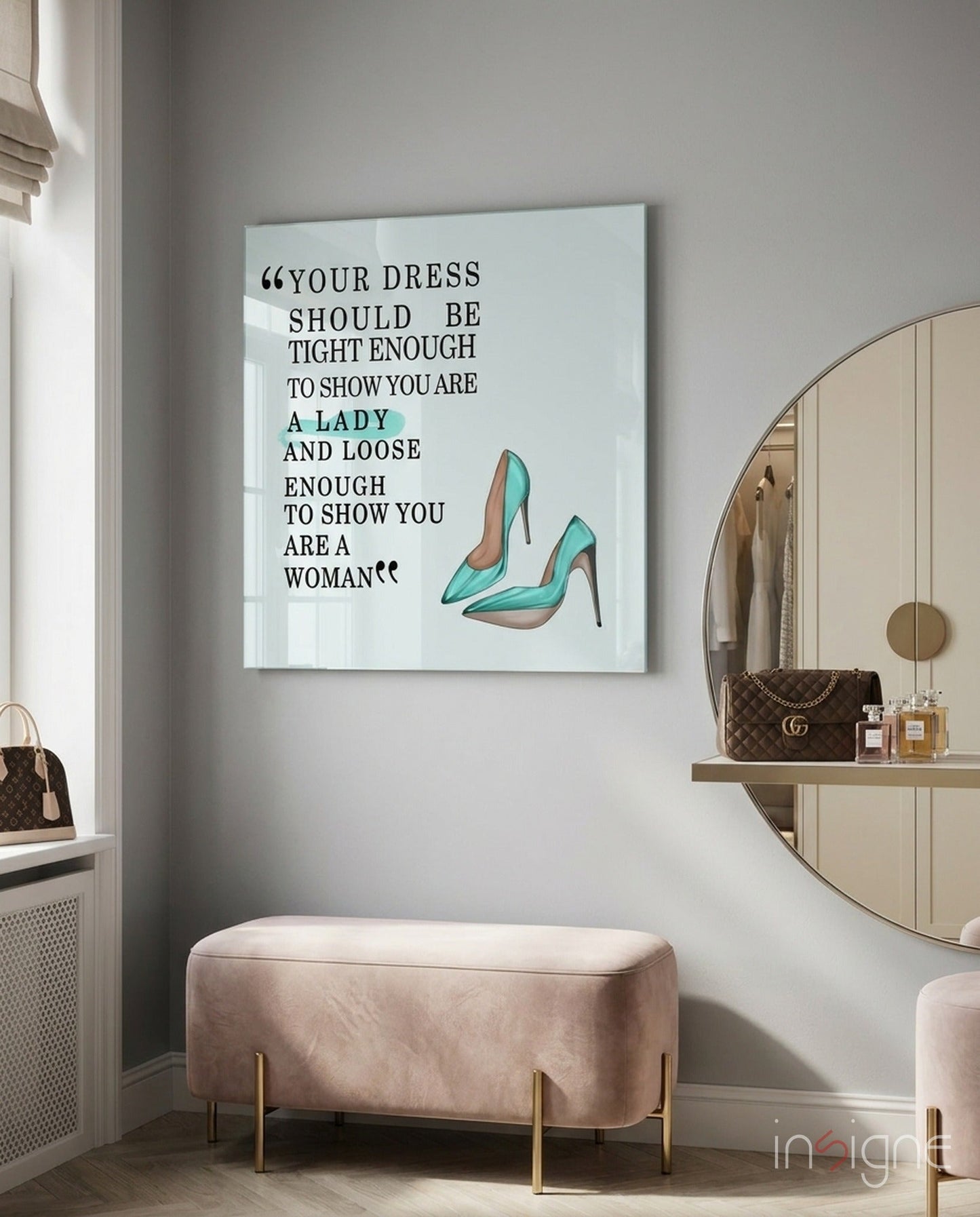 Dress design glass wall art print