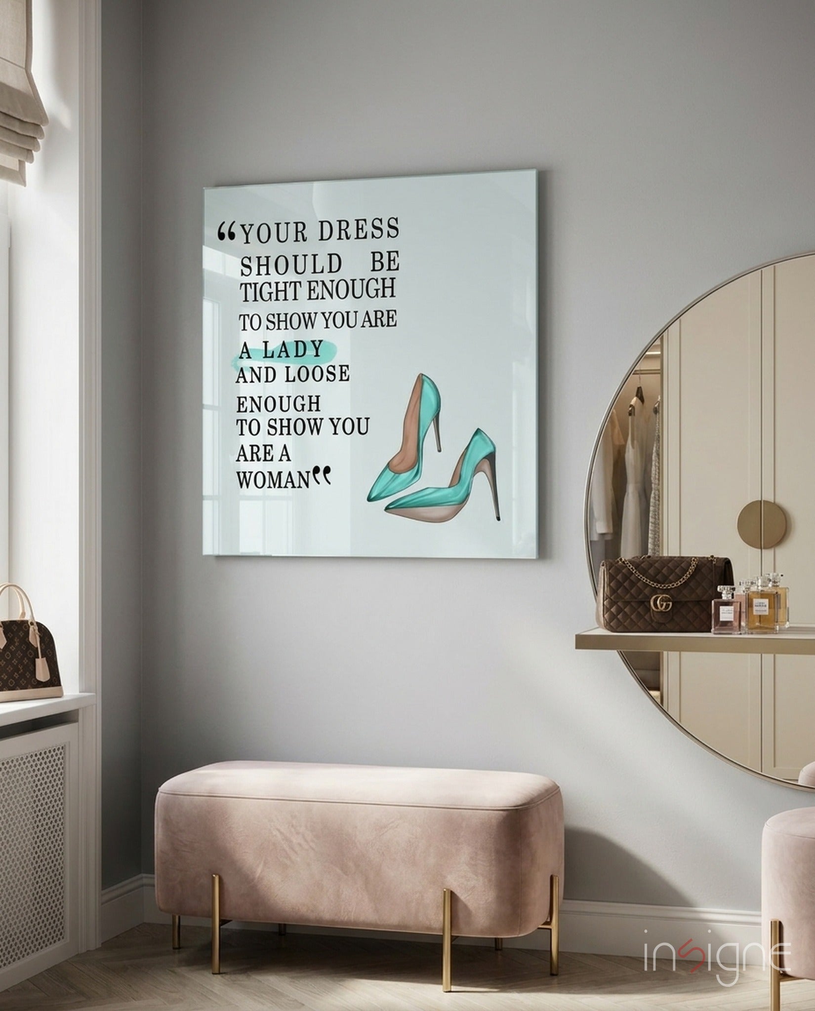 Dress design glass wall art print