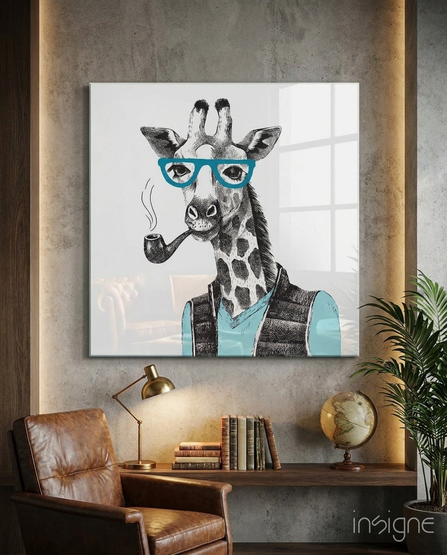 Mr. Giraffe tempered glass wall art print