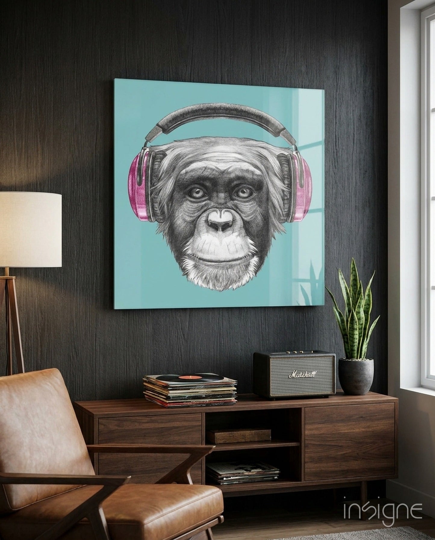Monkey glass wall art