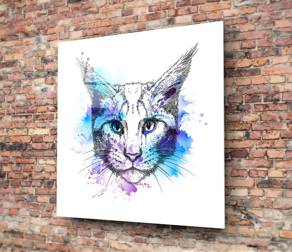 Cat Glass Wall Art, Modern Feline Decor Print