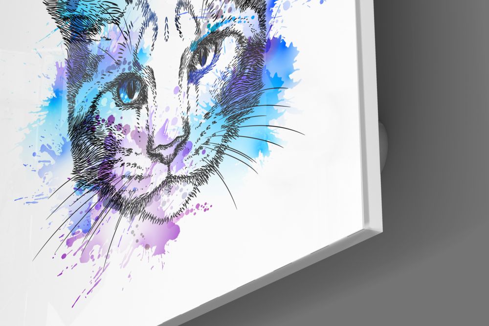 Cat Glass Wall Art, Modern Feline Decor Print