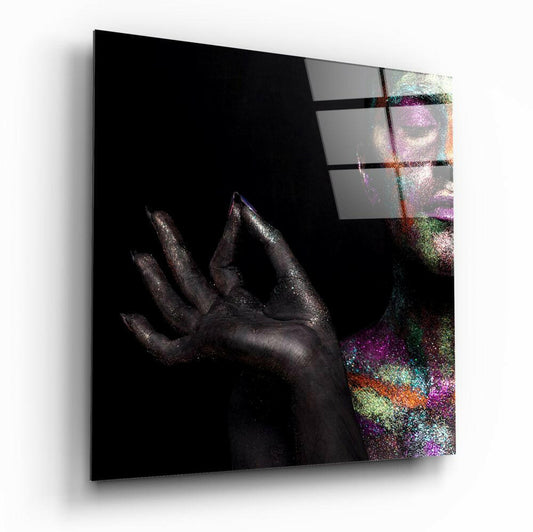 Women's portrait glass wall art with polished glass finish