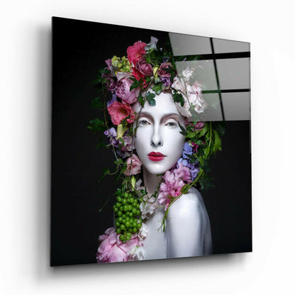 Woman portrait glass wall art contemporary decor