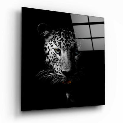 Shadow emerging leopard glass wall art