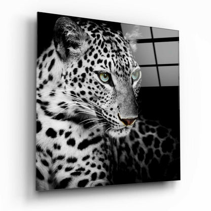 Piercing gaze leopard glass wall art