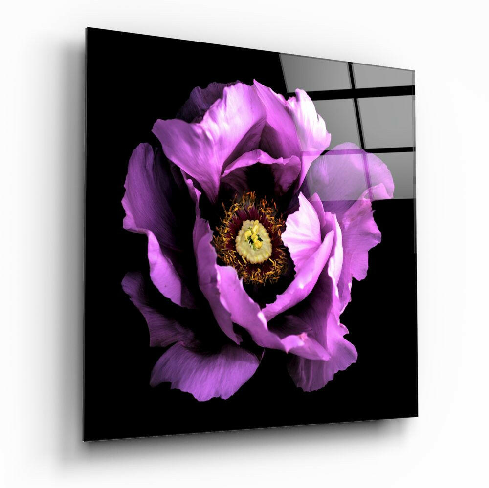 Floral pink glass wall art