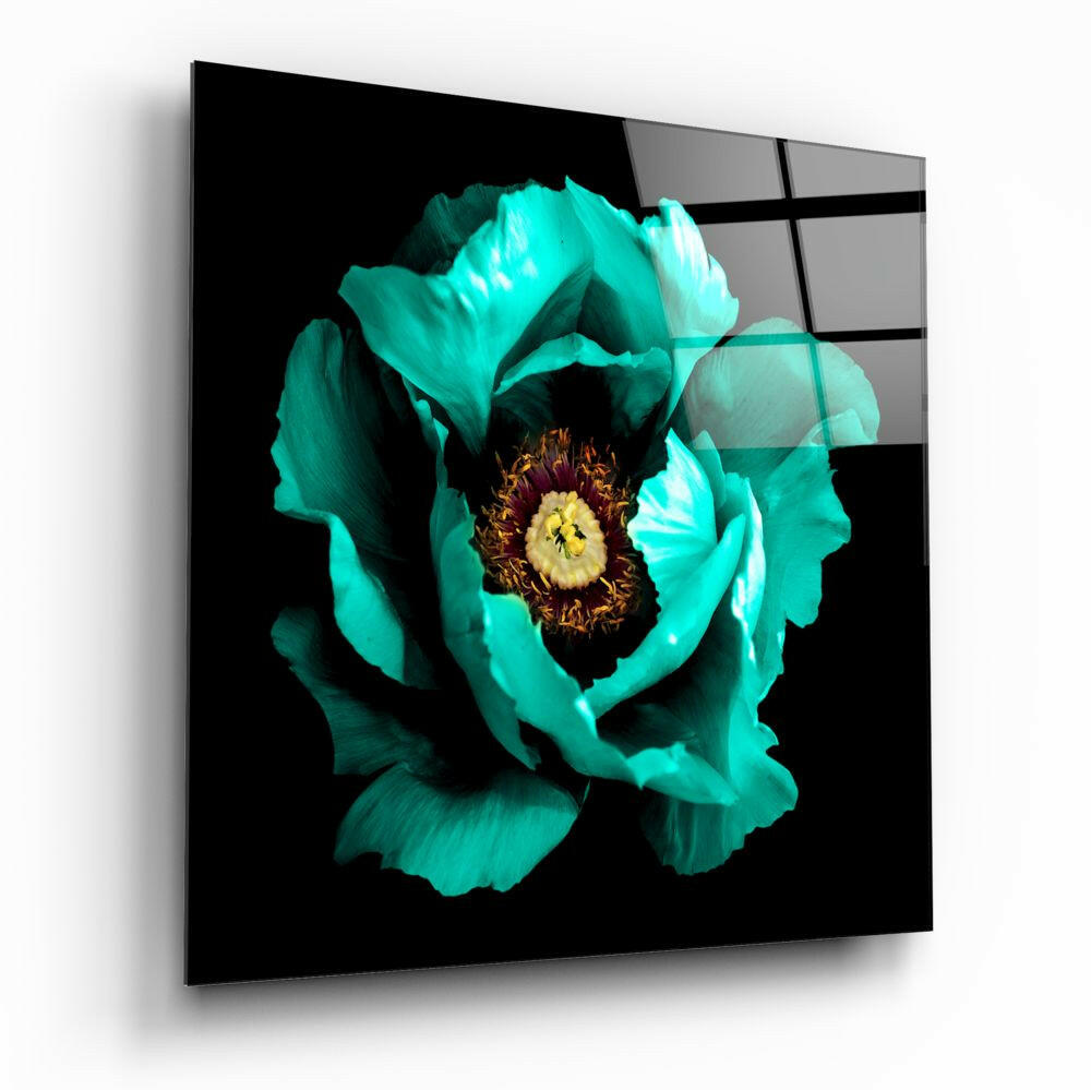 Floral Green botanical glass wall art on a wall