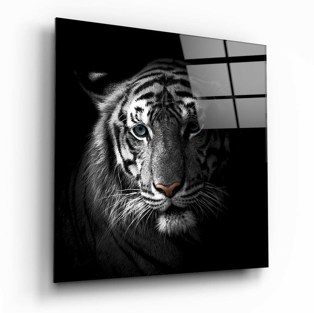Tiger Glass Wall Art with bold wildlife tiger design