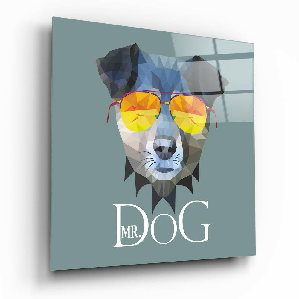 Dog animal glass wall art on a wall