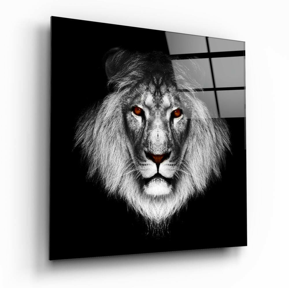 Lion Glass Wall Art - bold lion design on tempered glass