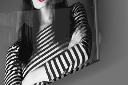 Woman In Red Hat Glass Wall Art