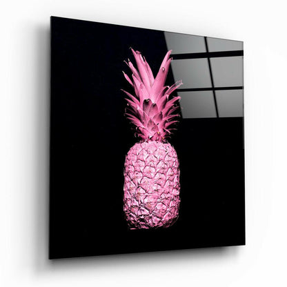 Pineapple tropical glass wall art on a wall